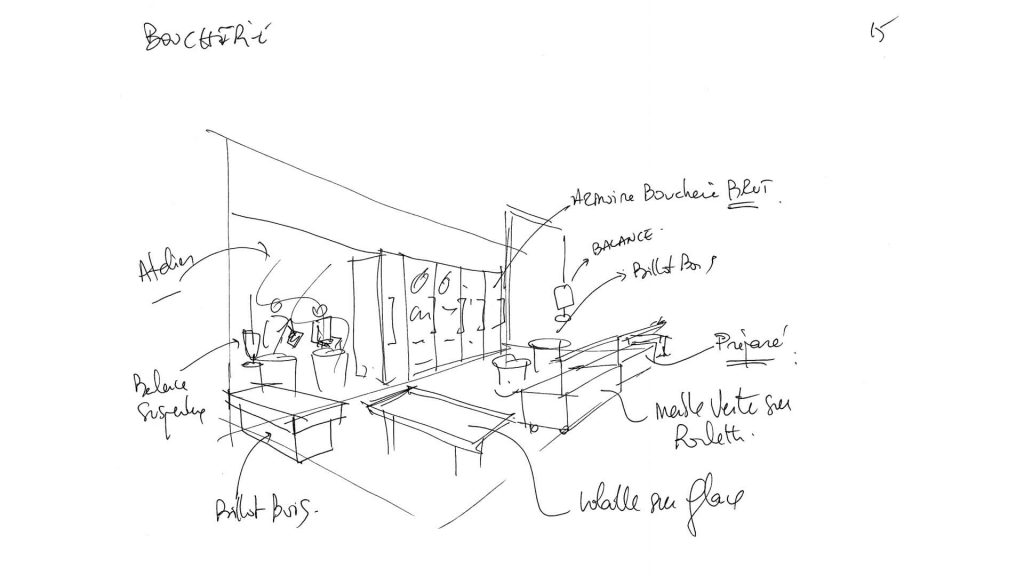croquis intérieur boucherie