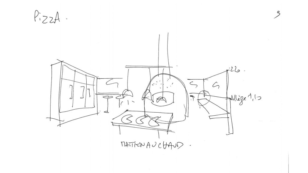 croquis intérieur four à pizza